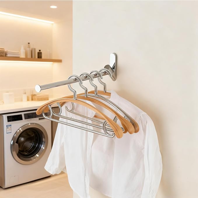 NEWRAIN Wall Mounted Drying Rack, Stainless Steel Folding Laundry Hanging Rack - Image 2