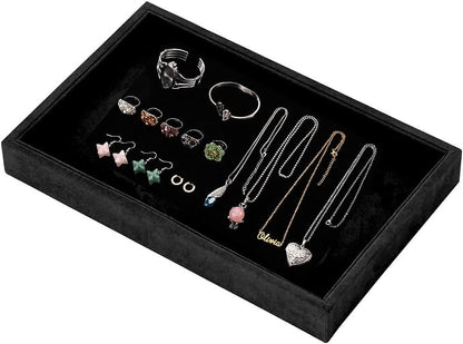 Mornajina 9" x 5.7" Velvet Jewelry Tray Jewelry Display Tray, Stackable Empty - Image 4