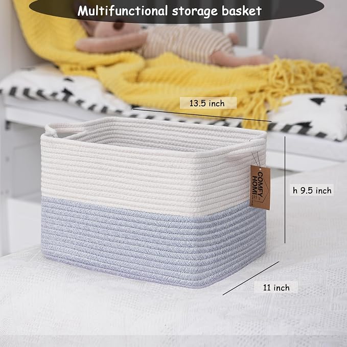 COMFY-HOMI 3PACK Cotton Rope Square Baske - Image 4
