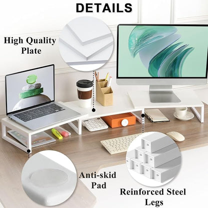 TEAMIX Desk Organizer Dual Monitor Stand Riser, Adjustable Computer Stand - Image 5