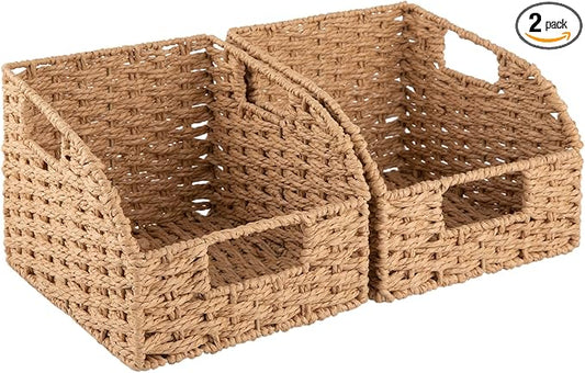 OIAHOMY Pantry Baskets for Organizing, Paper Rope Baskets by MasterofSpaceOptimization