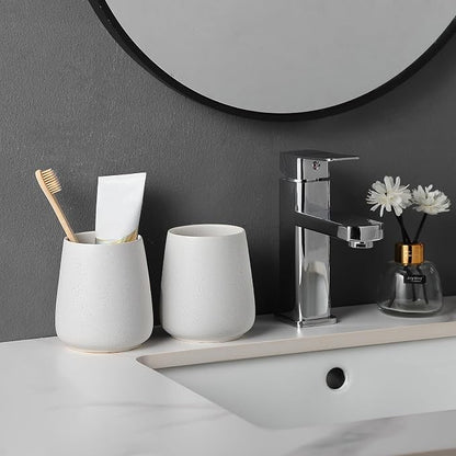 Speckled White Ceramic Toothbrush Holder - Image 4