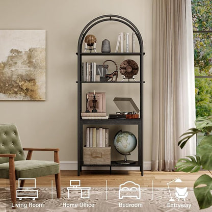 BREEZEHEAT 4-Tier Arched Bookshelf, Floor Standing Open Display Storage Shelf - Image 5