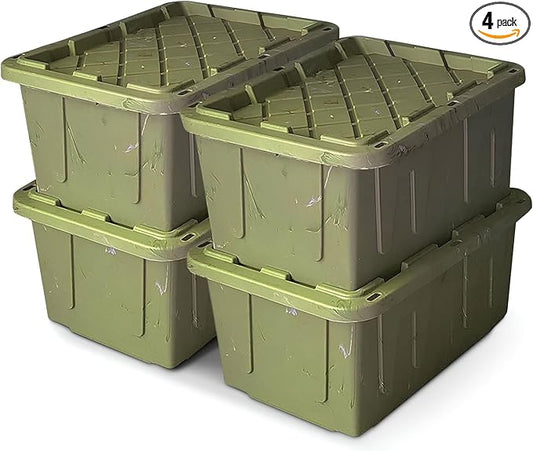 HOMZ 4-Pack Durabilt Tote, Heavy Duty Plastic Storage Bins by Homz