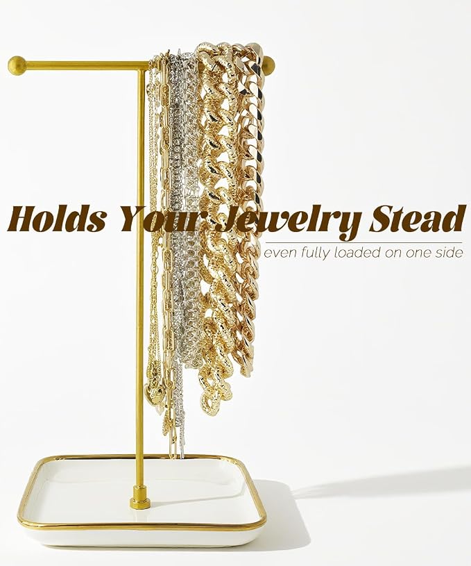 VROOMIUM Necklace Holder- Ceramic Base 1ft Height Jewelry Organizer Stand - Image 4