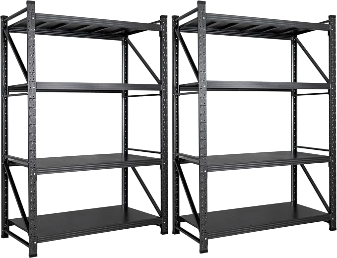 Set of 2 48" Wide Heavy Duty Garage Shelving Units, 3000LBS 24 Deep Storage by SISESOL