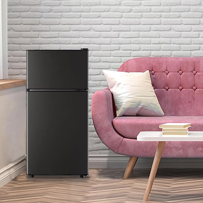 Mini Fridge with Top Freezer Apartment Size Dual Door Compact Small Refrigerator - Image 4