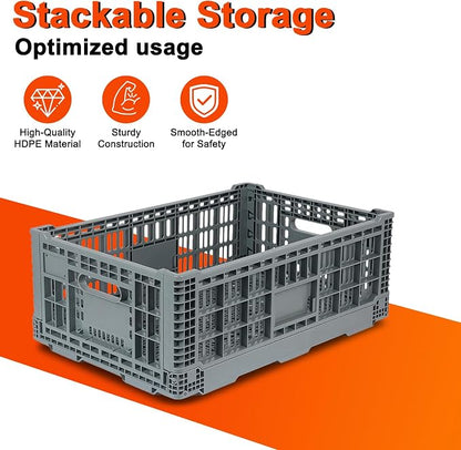 Collapsible Milk Crates for Storage, 52L Storage Crates, Heavy Duty Milk Crate - Image 4