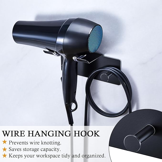 Hair Dryer Holder Wall Mounted, Blow Dryer Holder, Adhesive Hairdryer Holder - Image 4