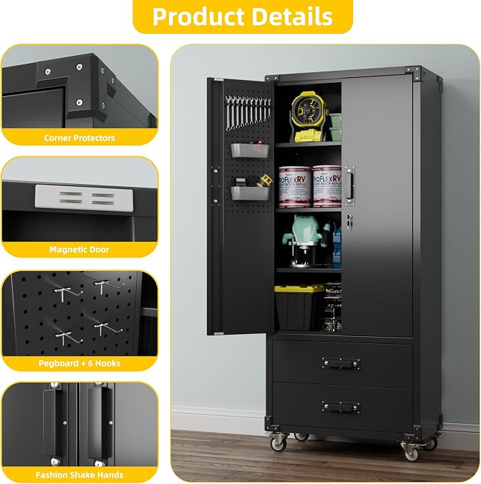 Aobabo 2 Large Drawer Metal Storage Cabinet - Image 5