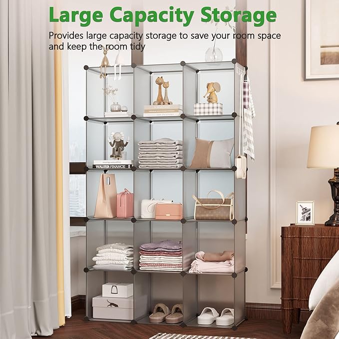 C&AHOME 16-Cube Storage Organizer, Plastic Shelves Units, DIY Closet Organizer - Image 5