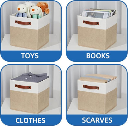 Temary Fabric Storage Cubes Bins, 11 inch Cube Storage Baskets, Foldable Cube - Image 4