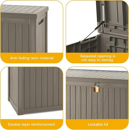 270 Gallon Deck Box, Resin Outdoor Indoor Waterproof Storage Box, Lockable - Image 4