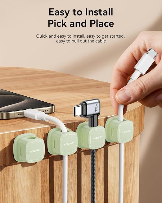 6 Pack Cable Management Cord Organizer, Magnetic Cable Clips-1s Lock, Rocoren - Image 5