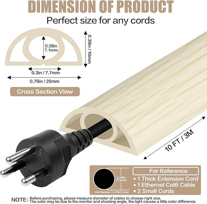 Floor Cord Cover Self Adhesive Cord Hider, 10FT Cable Management, Extension - Image 2