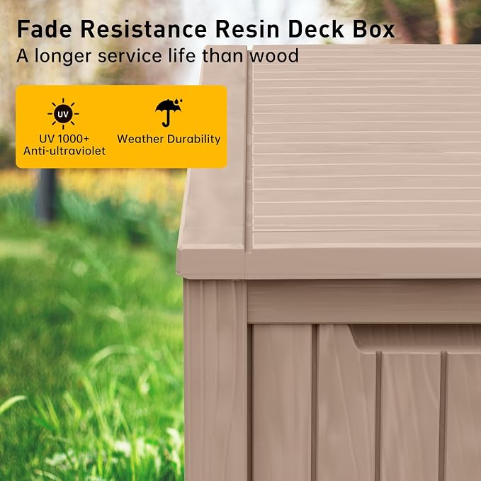 DRATO 200 Gallon Deck Box, Waterproof Resin Large Outdoor Storgae Box - Image 2