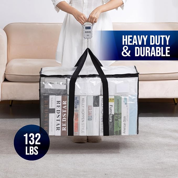 TAILI Extra Large Moving Bags, 6 Pack Clear Heavy Duty Totes - Image 7