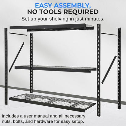 SereneLife Heavy Duty 3-Tier Metal Garage Shelving | 24" x 77" x 72" Extra Wide - Image 7