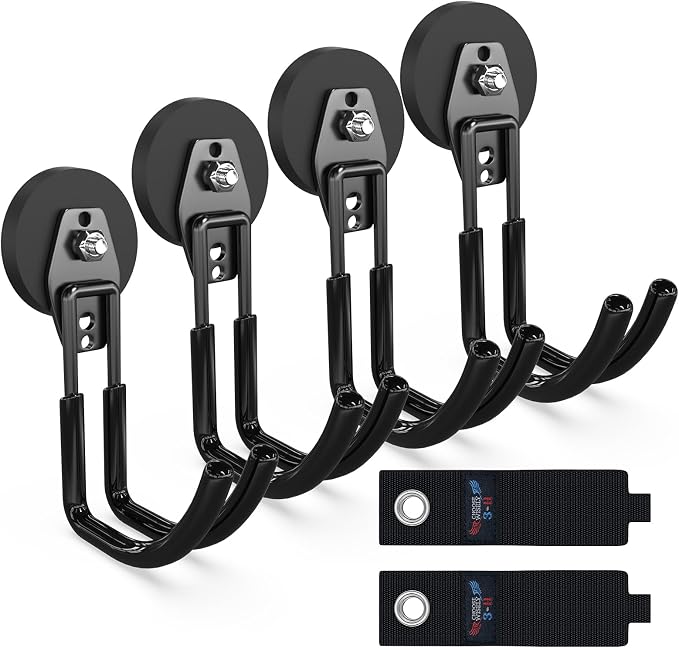 3-H Heavy Duty Magnet Garage Hooks 4 Pack, J Shape Strong Magnetic Hooks by 3-H