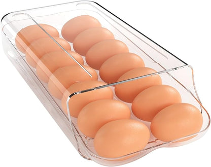 theaoo Egg Holder for Fridge, Automatic Rolling Egg Container for Refrigerator by theaoo