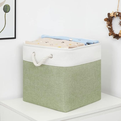 Bidtakay Cubby Storage Bins Set of 3 Fabric Baskets - Image 9