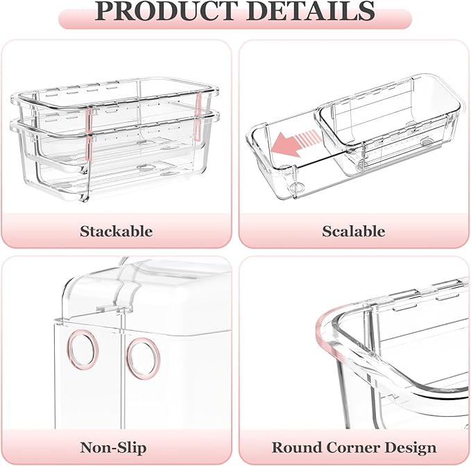 DILIBRA 12 Pcs Clear Extendable Drawer Organizer, Adjustable Drawer Storage - Image 5