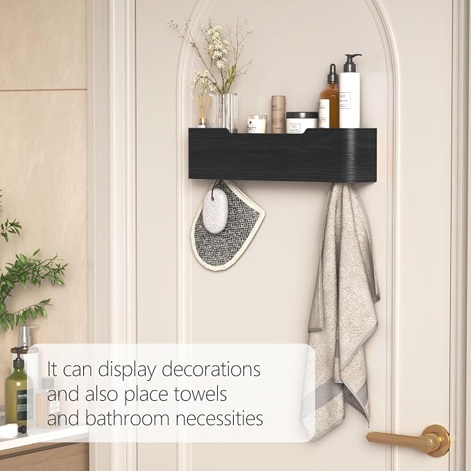 Coat Rack Wall Mount with Hidden Hooks Modern Key Holder Wood Entryway Hook - Image 6