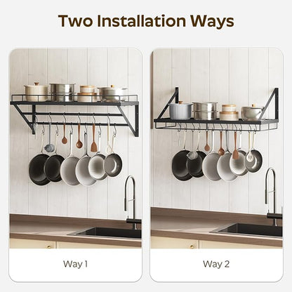 Pot Rack, 30 Inch Wall Mounted Pot Rack, Kitchen Pot and Pan Organizer - Image 4