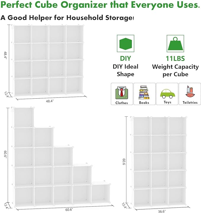 C&AHOME Cube Storage Organizer, 16-Cube Shelves Units, Plastic Storage Cubes - Image 3