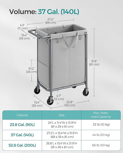 SONGMICS Laundry Basket with Wheels, Rolling Laundry Hamper, 23.8 Gallons - Image 6
