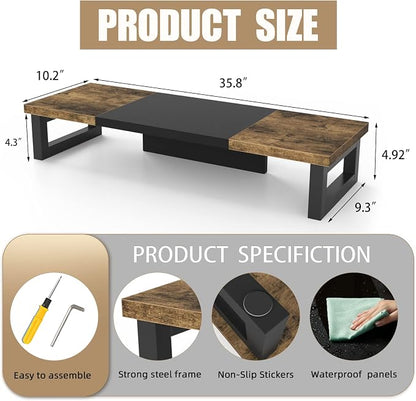 WESTREE Dual Monitor Stand Riser, Wood and Steel Multi-Purpose Desktop Storage - Image 6