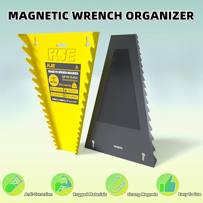 KJE 2Pack Magnetic Wrench Organizer, 32-Slot Wrench Rack Tool Trays, Magnetic - Image 3