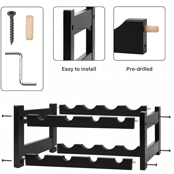 VASMIA Bamboo Wine Rack, 2-Tier Wine Racks Countertop Cabinet Wine Holder Wine - Image 6