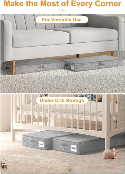 punemi Under Bed Storage Containers, 2 Pack 4.5 Inch Tall Low Profile Underbed - Image 4