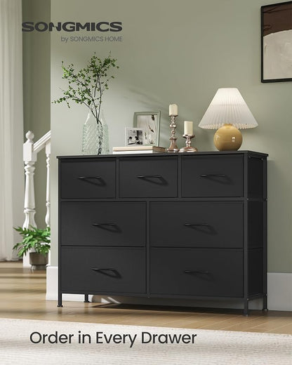 SONGMICS Dresser for Bedroom, Chest of Drawers, TV Stand, 7 Non-Woven Fabric - Image 3