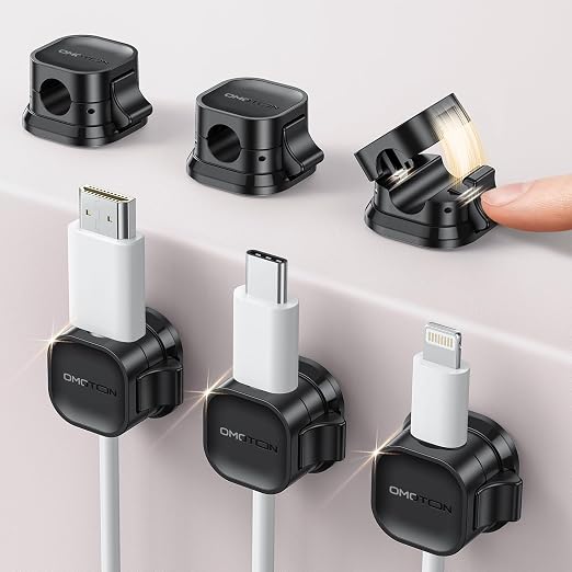 6Pack Cord Organizer, Adhesive Cable Clips by OMOTON