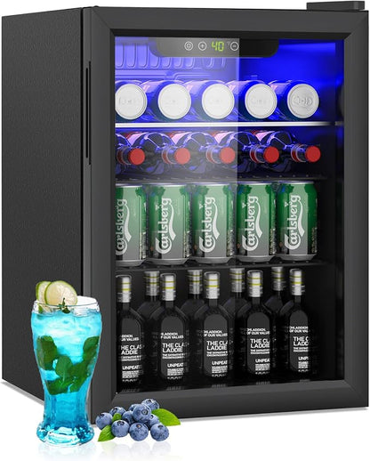 2.6 Cu.ft Beverage Refrigerator Cooler, 95 Can Mini Fridge by Unknown