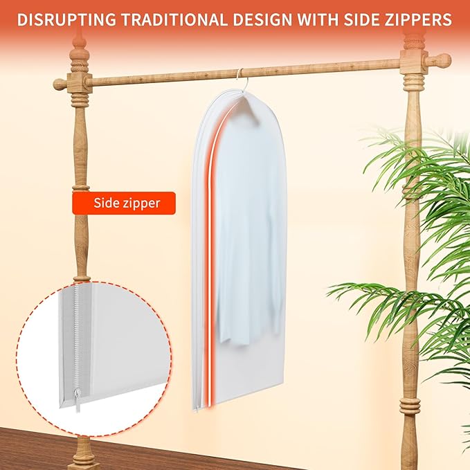 Clear Garment Bags for Hanging Clothes, 48in Dress Clothing Suit Bags Coat for - Image 3
