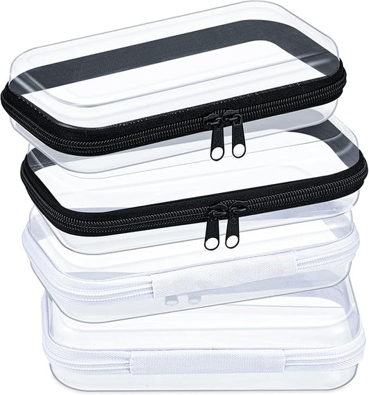 Hoolerry 4 Pcs Hard Clear Zipper Case Makeup Bags Plastic Pencil Pouch by Hoolerry