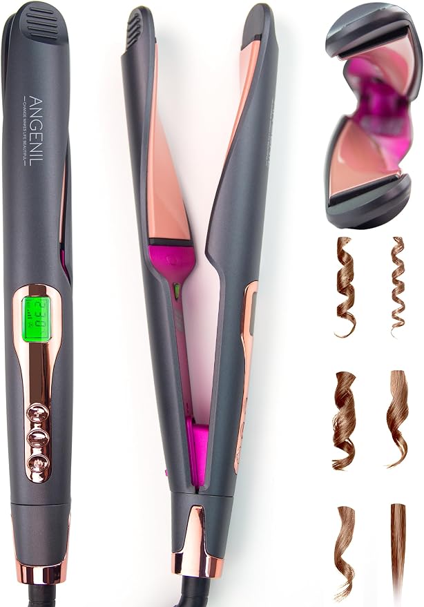 ANGENIL Pro Twist Ceramic Flat Iron 1 Inch, Dual Voltage Hair Straightener and by ANGENIL