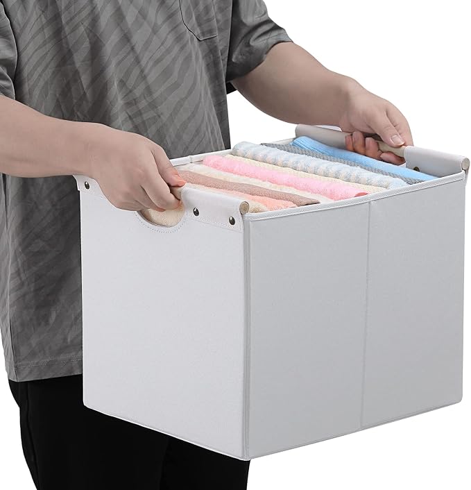 HOONEX Large Collapsible Storage Bins, Linen Fabric, Storage Baskets - Image 6