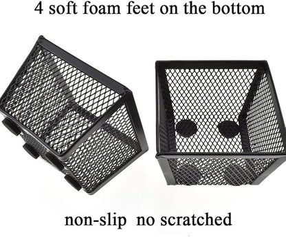 HAHIYO Stackable Paper Clip Mesh Holder cup 2.2" Height 2 Pack Black Sturdy - Image 4