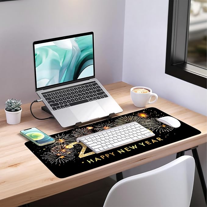 2026 Happy New Year Gaming Mouse Pad 35.4"x15.7"Desk Mat Anti-Slip Rubber Base - Image 7