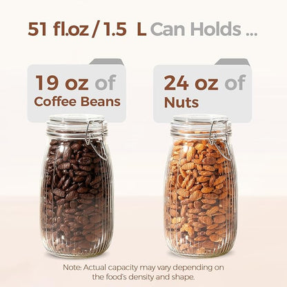 ComSaf Airtight Glass jar with lid 51oz Set of 3, Glass Storage Containers with - Image 5