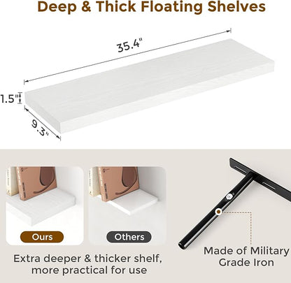 Fun Memories 36 Inch Floating Shelves White, 9.3 Deep Floating Shelf - Image 3