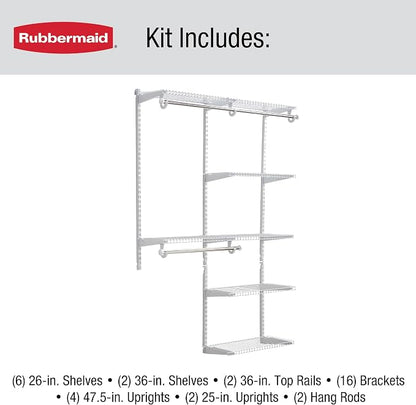 Rubbermaid Configurations Deluxe Custom Closet Kit 4-8Ft. Adjustable Metal Wire - Image 6