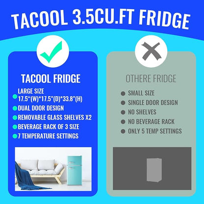 Small Refrigerator with Freezer Double Door Mini Fridge Adjustable Glass Shelves - Image 5