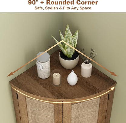 Tall Corner Cabinet, 64.7" Rattan Corner Storage Cabinet - Image 5
