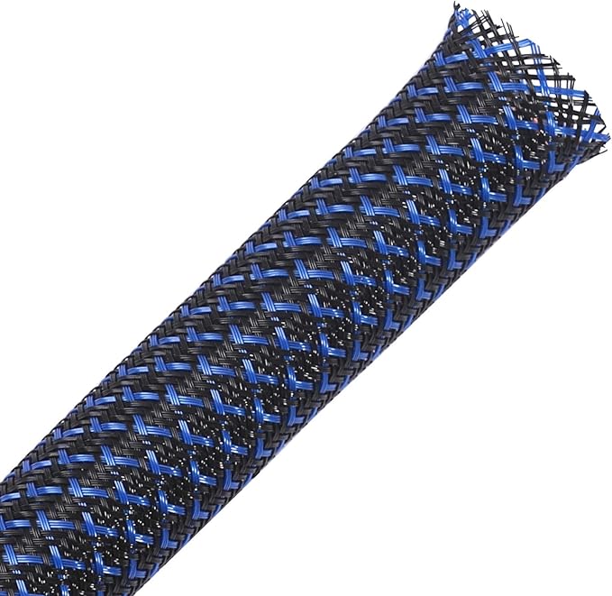 100ft - 3/4 inch PET Expandable Braided Sleeving – BlackBlue – Alex Tech by AlexTech