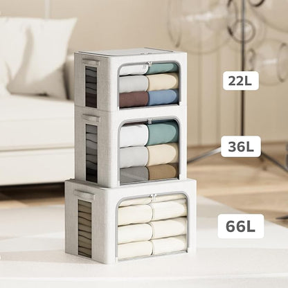 4 Pack Clothes Storage Bins - 22L Stackable Storage Box with Lid，Foldable - Image 5